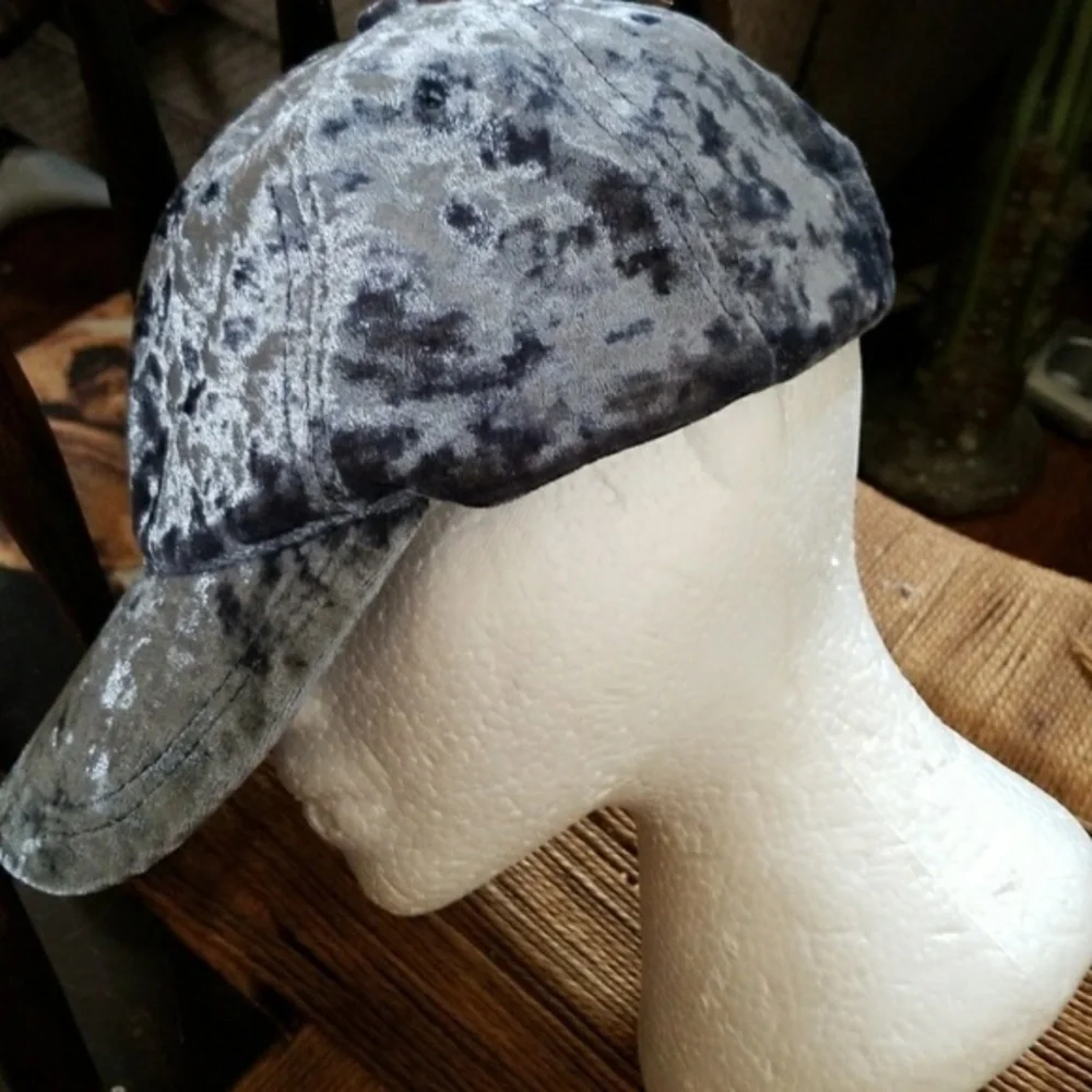 Blue Crushed Velvet snapback‎ cap NWT
